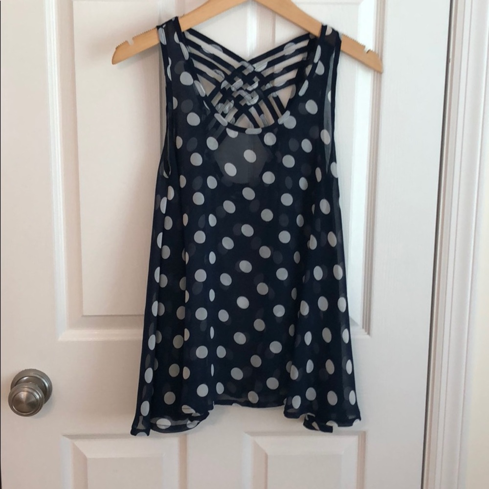 Millau Polkadot Tank Top Small Navy/White